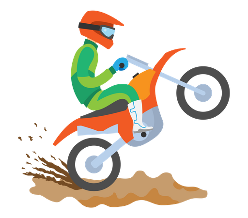 Piloto de Dirt Bike fazendo acrobacias  Ilustração