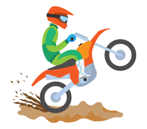 Jinete de moto de cross haciendo acrobacias  Ilustración