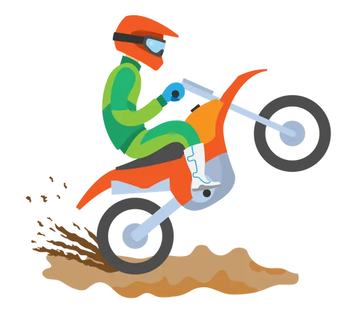 Jinete de moto de cross haciendo acrobacias  Ilustración