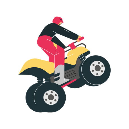 Piloto em quadriciclo fazendo manobra  Ilustração