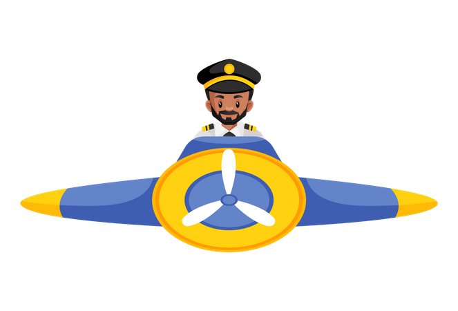 Piloto volando un avión  Ilustración