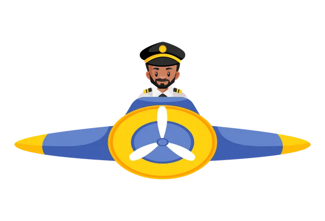 Piloto volando un avión  Ilustración
