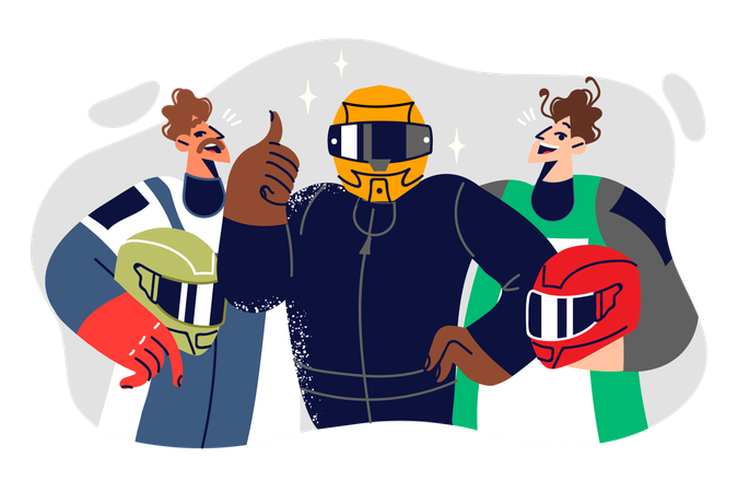 Pilotos de corrida com capacetes  Ilustração