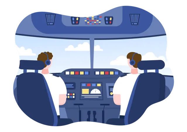 Pilotos na cabine do avião  Ilustração