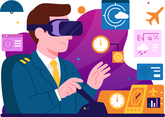 Pilots assisted by VR technology  Illustration