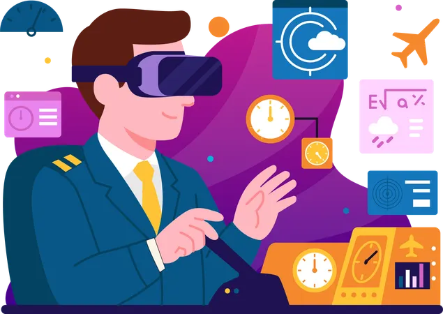 Pilots assisted by VR technology  Illustration