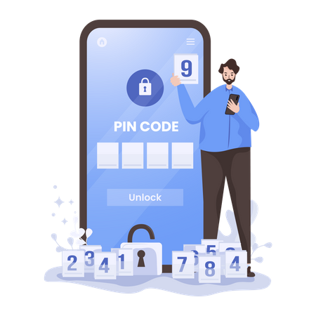 PIN code to unlock password screen  Illustration