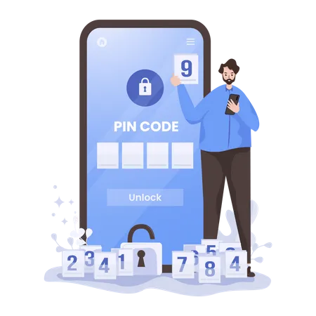 PIN-Code zum Entsperren des Passwortbildschirms  Illustration