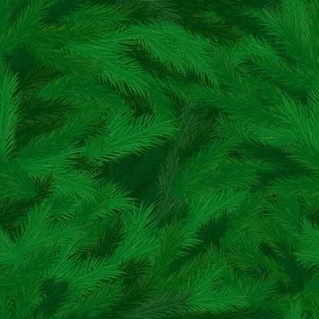 Pine Tree Branches with Needles Seamless Pattern Illustration