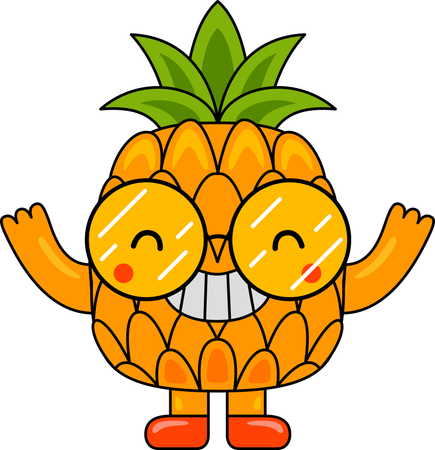 Pineapple Mascot raising hands  Illustration