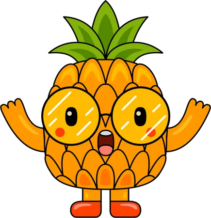 Pineapple Mascot with hands up  Illustration