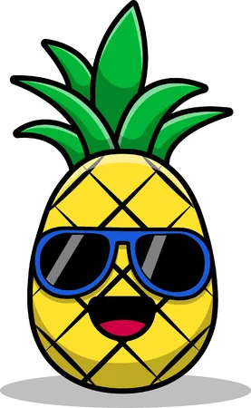 Pineapple Wearing Glass  Illustration