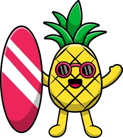 Pineapple With Surfboard  Illustration