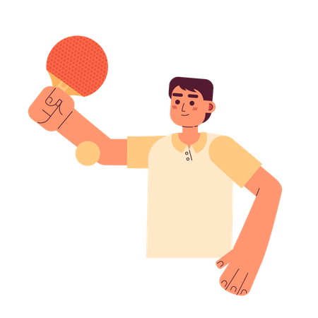 Ping pong player hitting ball with paddle  Illustration