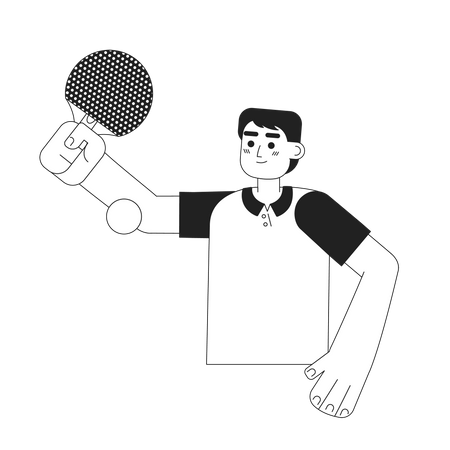 Ping pong player hitting ball with paddle  Illustration