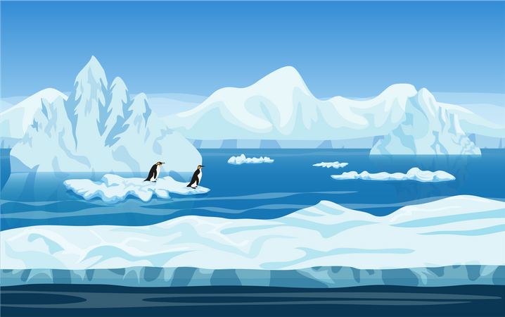 Pingouin en Antarctique  Illustration