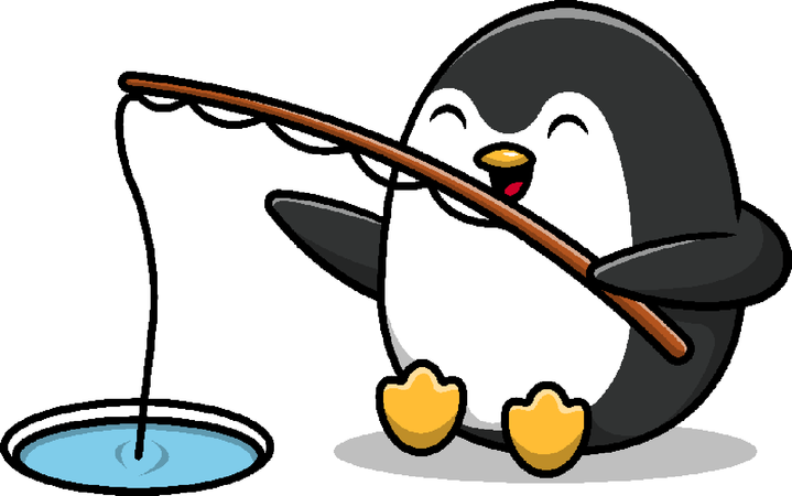 Pingouin appréciant la pêche  Illustration