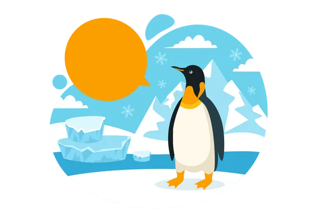 Pinguim preocupado olhando para o sol  Ilustração