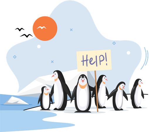 Pinguin bittet um Hilfe  Illustration