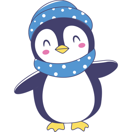 Pingüino con sombrero chal  Ilustración