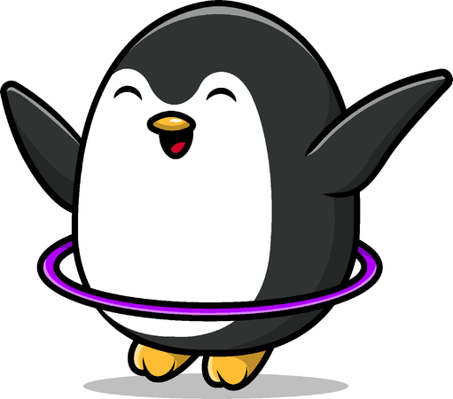 Pingüino jugando hulahoop  Ilustración