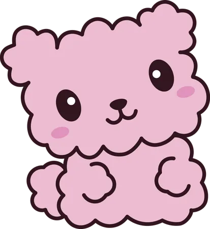 Pink Cute Dog Puppy Animal Mascot Character with Happy Expression  Illustration