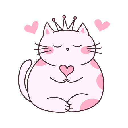 Pink love cat  Illustration