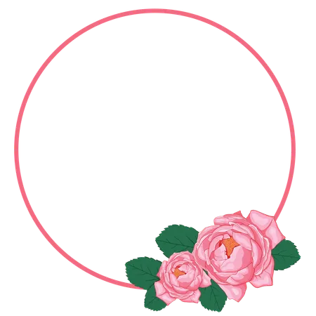 Pink rose with wreath  Illustration