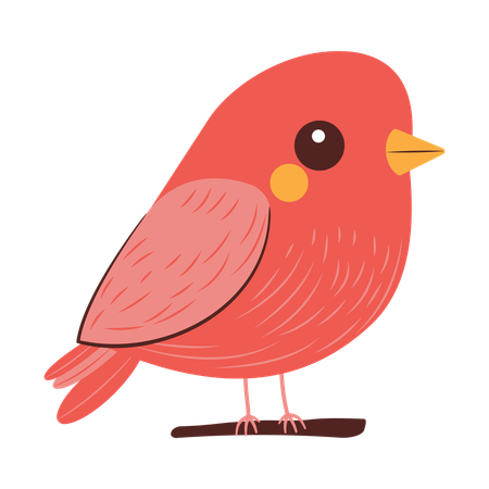 Pink Sparrow Bird  Perched on Tree Branch  Illustration