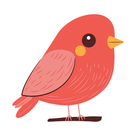 Pink Sparrow Bird  Perched on Tree Branch  Illustration