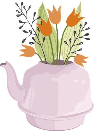 Pink teapot  일러스트레이션