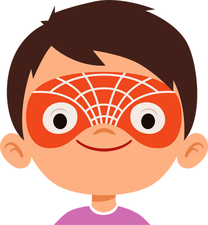 Pintura de cara de araña en cara de niño  Ilustración