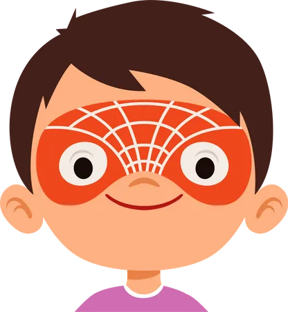 Pintura de cara de araña en cara de niño  Ilustración