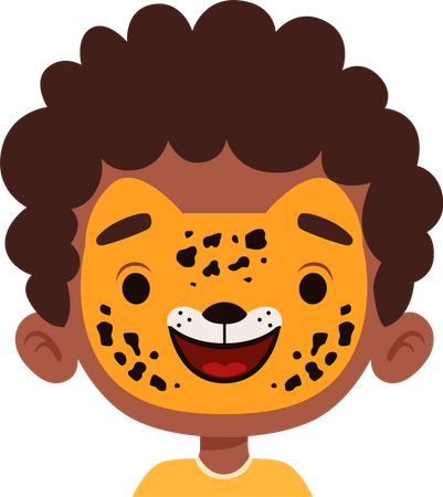 Pintura de cara de tigre en la cara de niño  Ilustración