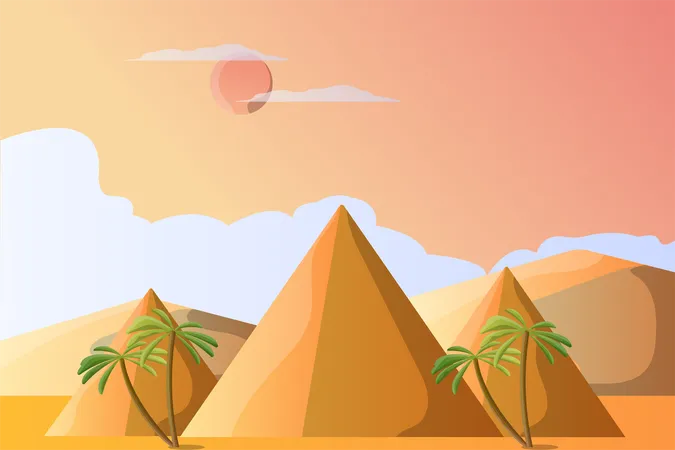 Paisagem De Ilustracao De Piramide Vetorial Para Uma Atracao Turistica Ilustração