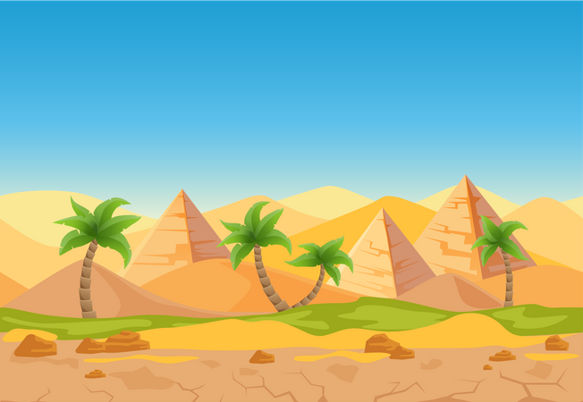 Pirámide en el desierto  Ilustración