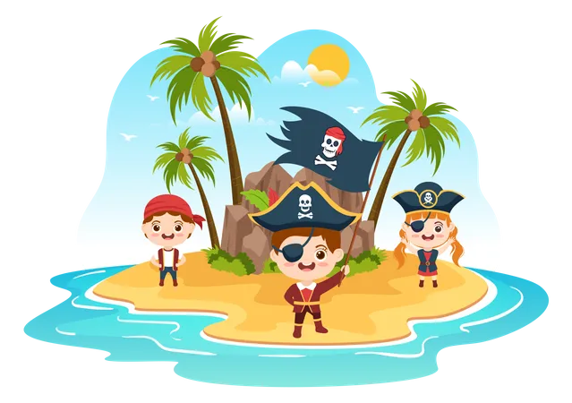 Pirata en la isla  Ilustración