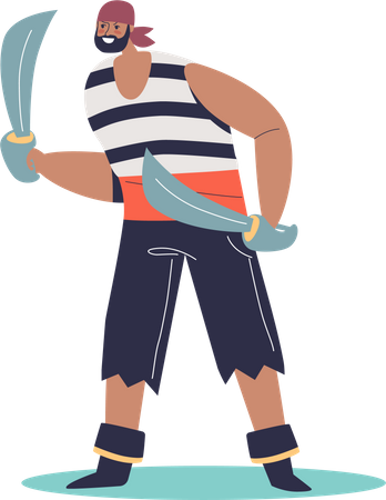 Pirate holding knife  Illustration
