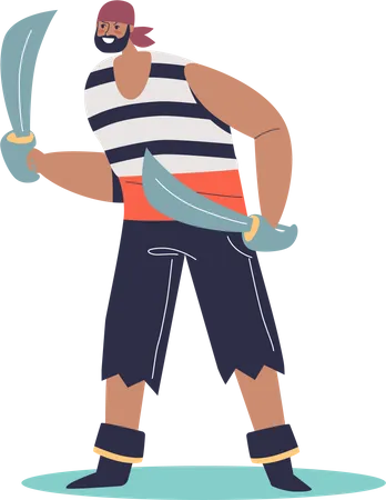 Pirate holding knife  Illustration