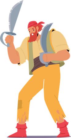 Pirate holding knife  Illustration