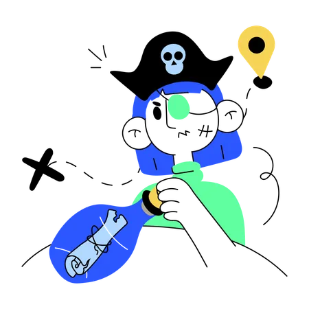 Pirate holding map  Illustration