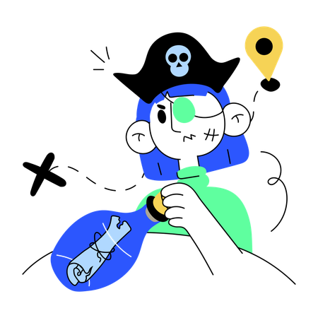 Pirate holding map  Illustration