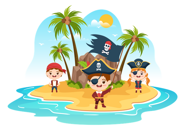 Pirate on island  Illustration