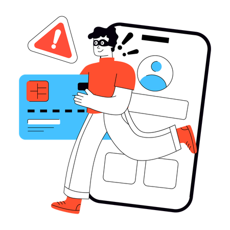 Un pirate informatique vole une carte  Illustration