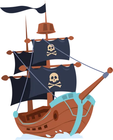 Pirate Ship Cartoon Stock Illustration - Download Image Now - Tall