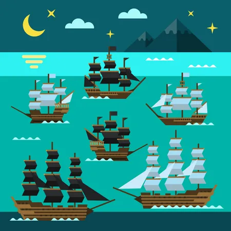 Pirate Ships  Illustration