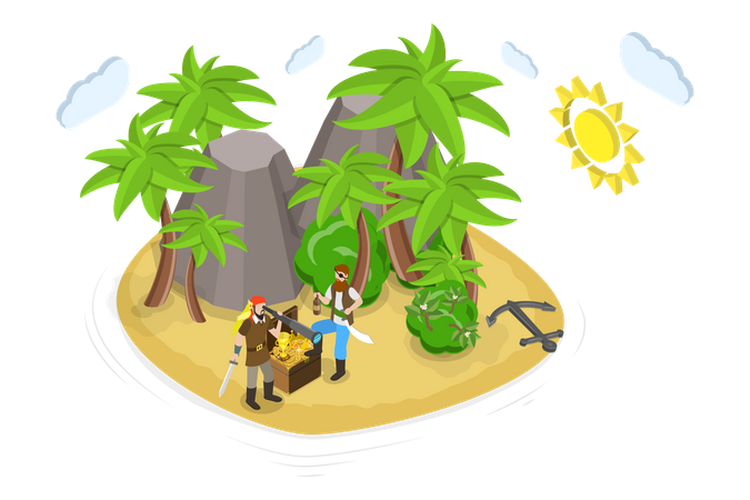 Pirate Treasure Island  Illustration