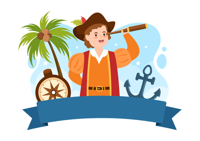 Pirate using binocular Illustration