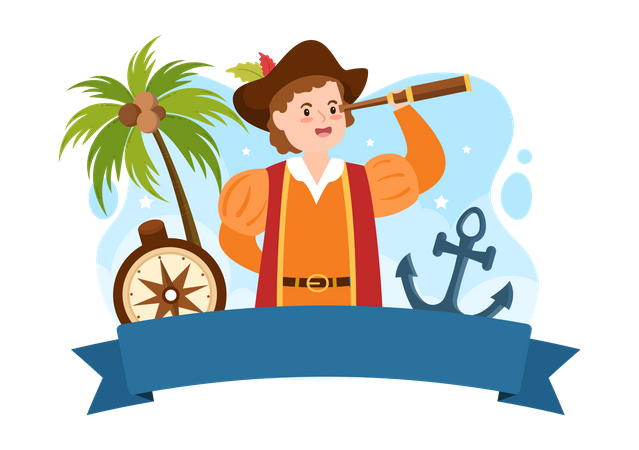 Pirate using binocular  Illustration