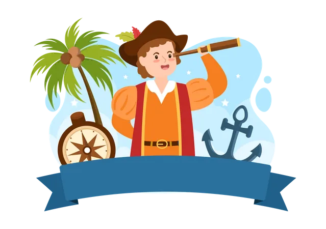 Pirate utilisant des jumelles  Illustration